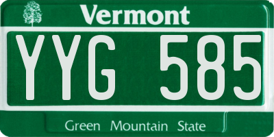 VT license plate YYG585