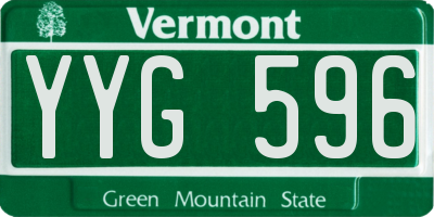 VT license plate YYG596
