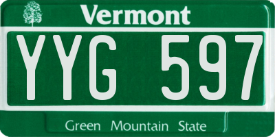 VT license plate YYG597