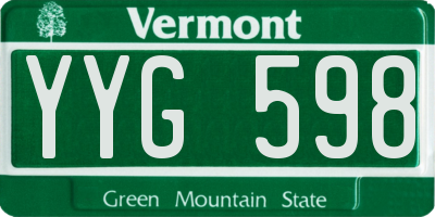 VT license plate YYG598