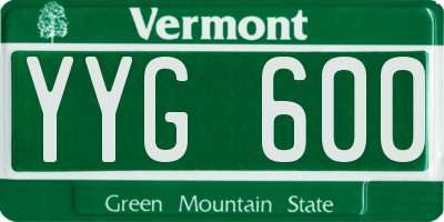 VT license plate YYG600