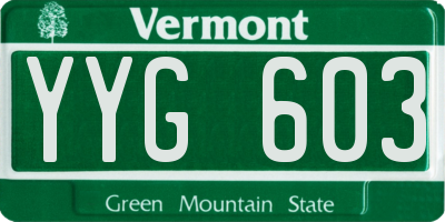 VT license plate YYG603