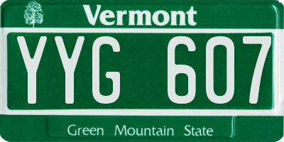VT license plate YYG607