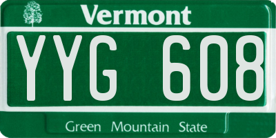 VT license plate YYG608