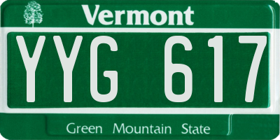 VT license plate YYG617
