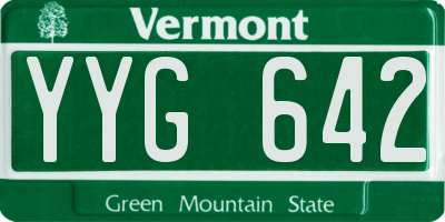 VT license plate YYG642