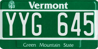 VT license plate YYG645