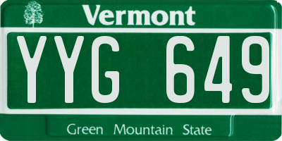 VT license plate YYG649