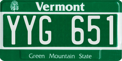 VT license plate YYG651