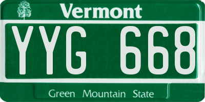 VT license plate YYG668