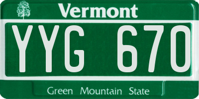 VT license plate YYG670