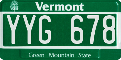 VT license plate YYG678