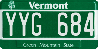 VT license plate YYG684