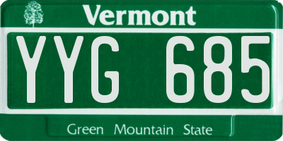 VT license plate YYG685
