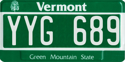 VT license plate YYG689