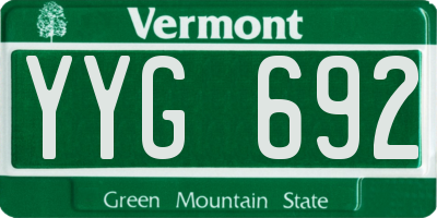VT license plate YYG692