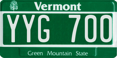 VT license plate YYG700