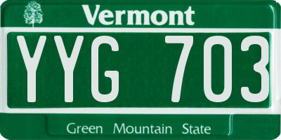 VT license plate YYG703