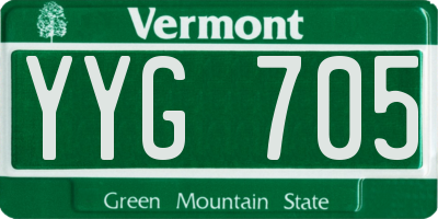 VT license plate YYG705