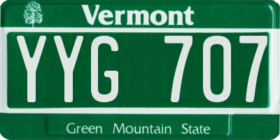 VT license plate YYG707