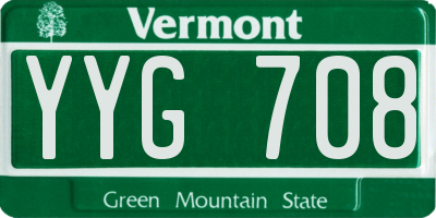 VT license plate YYG708