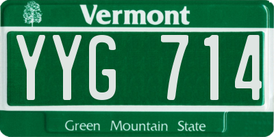 VT license plate YYG714