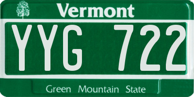 VT license plate YYG722