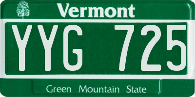 VT license plate YYG725