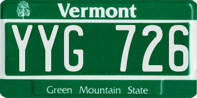 VT license plate YYG726