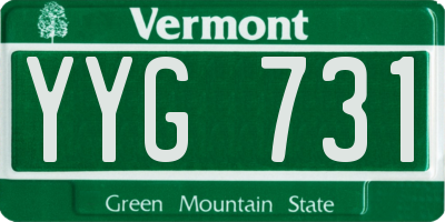 VT license plate YYG731