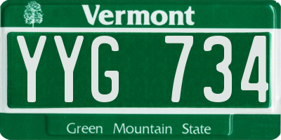 VT license plate YYG734