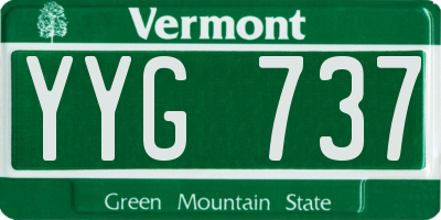 VT license plate YYG737