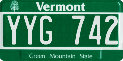 VT license plate YYG742