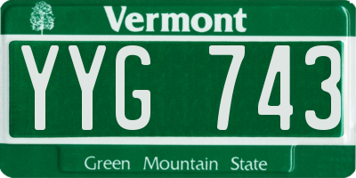 VT license plate YYG743