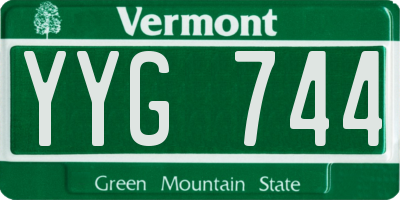 VT license plate YYG744