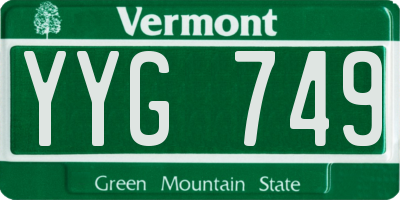 VT license plate YYG749