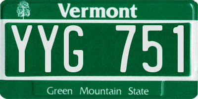 VT license plate YYG751