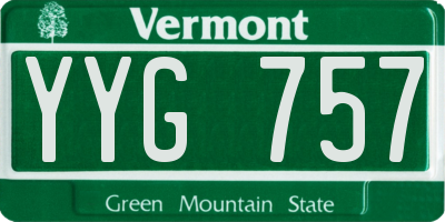 VT license plate YYG757