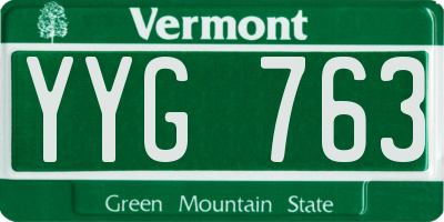 VT license plate YYG763