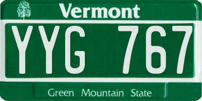 VT license plate YYG767