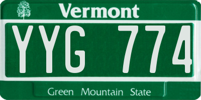 VT license plate YYG774