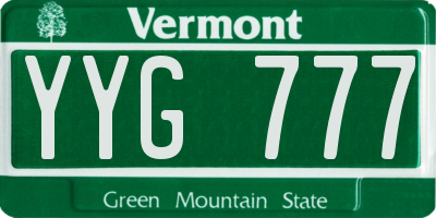 VT license plate YYG777