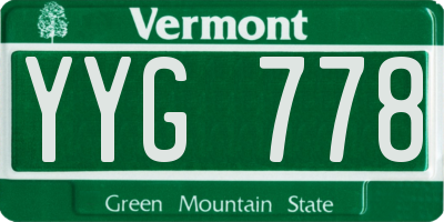 VT license plate YYG778