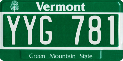 VT license plate YYG781