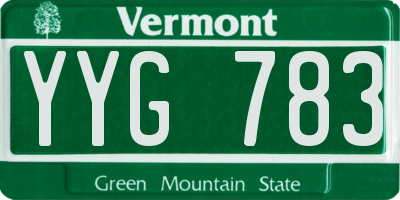 VT license plate YYG783