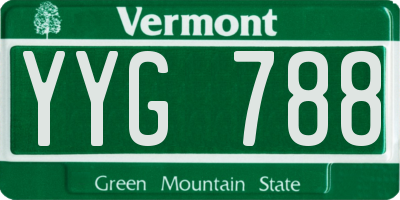 VT license plate YYG788