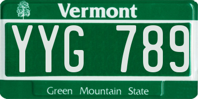 VT license plate YYG789