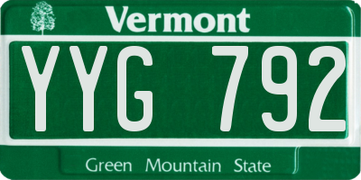 VT license plate YYG792