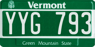 VT license plate YYG793