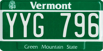 VT license plate YYG796